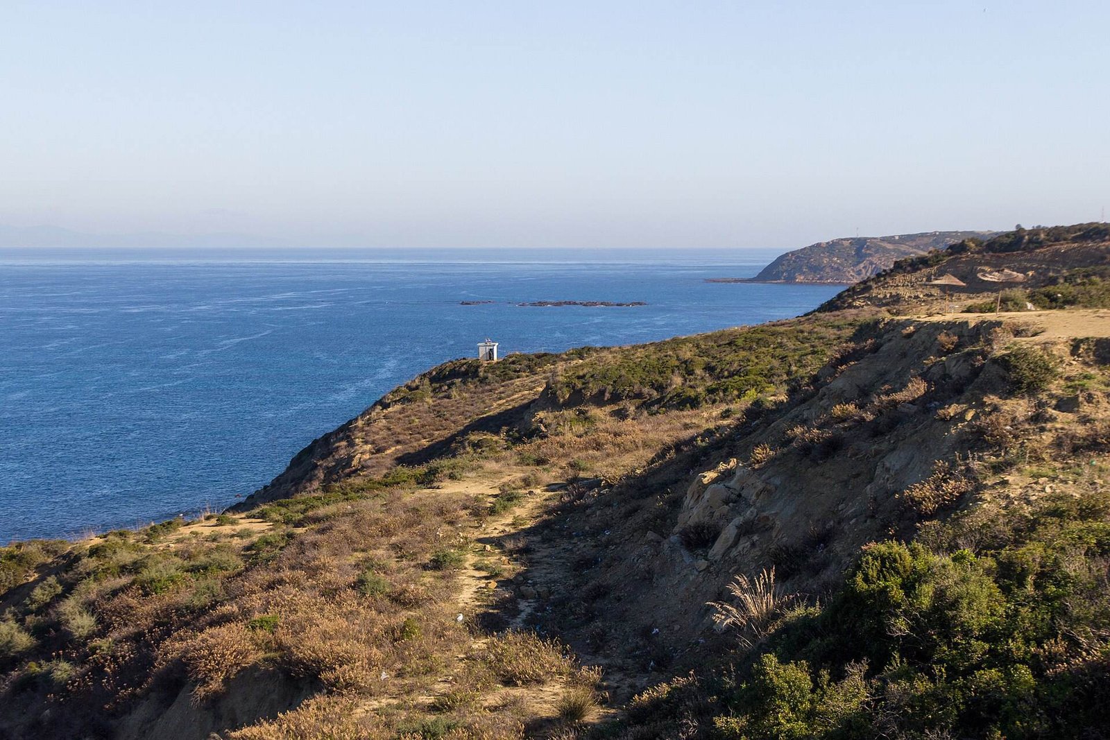 The coast east of Tangier and the Strait of Gibraltar seen from Cape Malabata