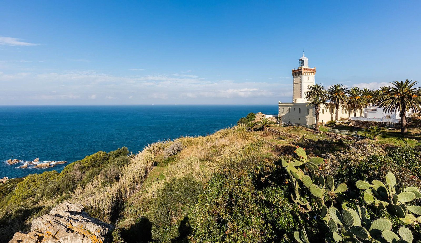 Cap Spartel lighthouse above the cliffs and the ocean