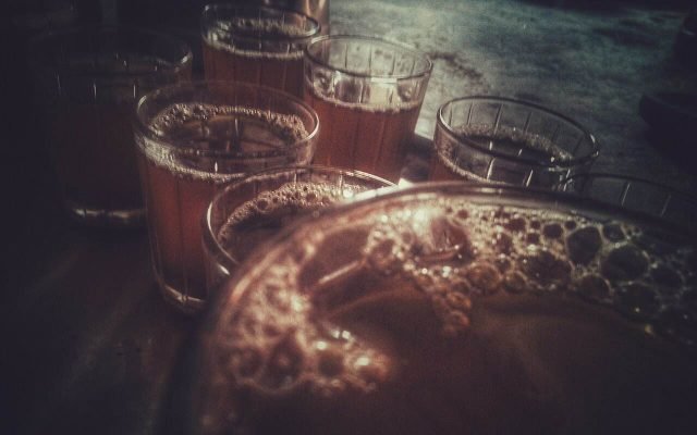 Glasses of Moroccan mint tea on a tray