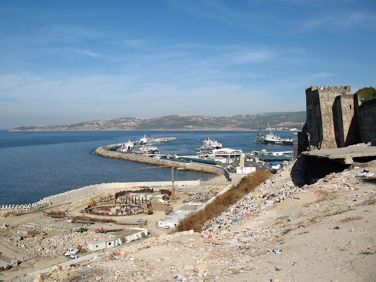 The port of Tangier seen from outside the walls of the Kasbah